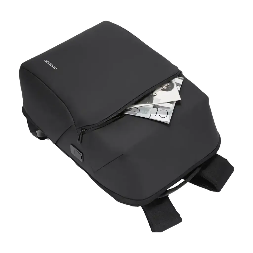 Porodo Lifestyle Water-Resistant PU Backpack - Black