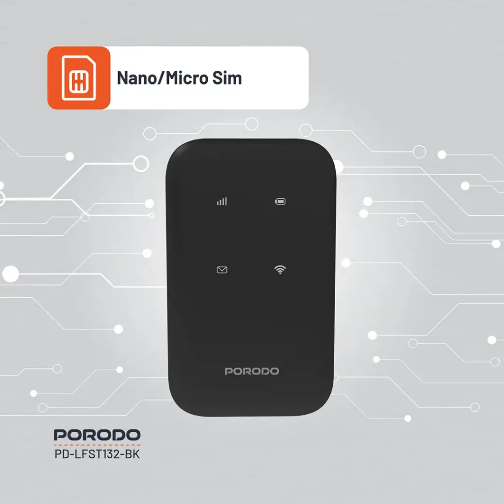 Porodo Pocket Router 4G LTE | WiFi 6 - Black