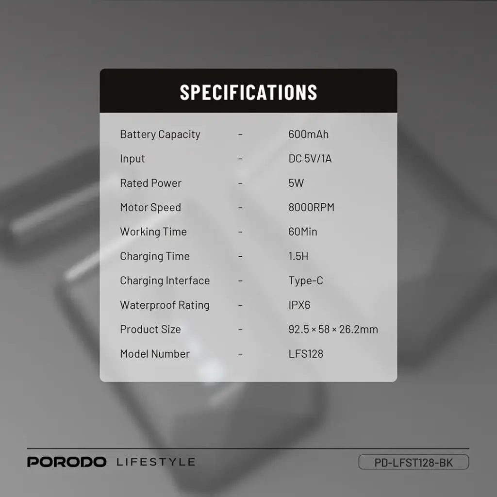 Porodo Lifestyle Dual-Blade Pocket Shaver - Black
