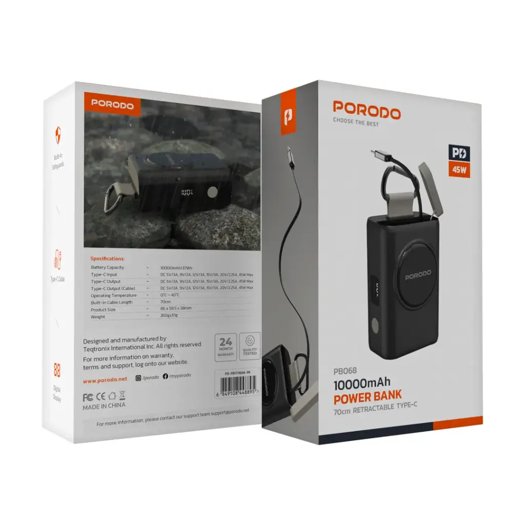 Porodo Power Bank PB068 10000mAh - Black
