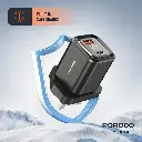 Porodo Dual-Port | Digital Display Quick Charger (with C to C / C to L Cable) - Black