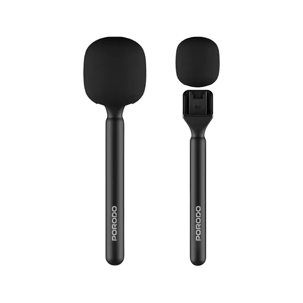 Porodo Two-Device Connect Handheld Lavalier Microphone - Black