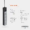 Porodo 3AC | 45W | 300W Power Strip - Black