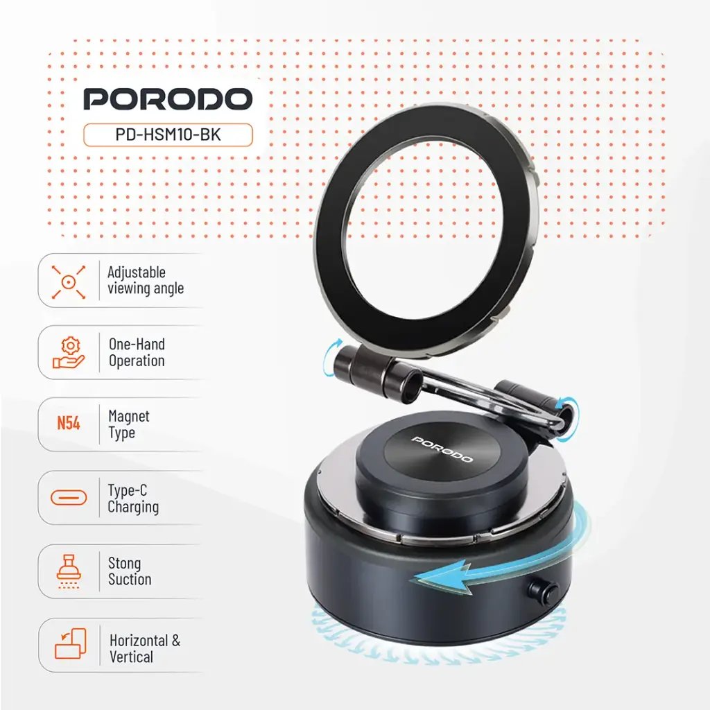 Porodo Vacuseal MagSafe Magnetic Mount - Black