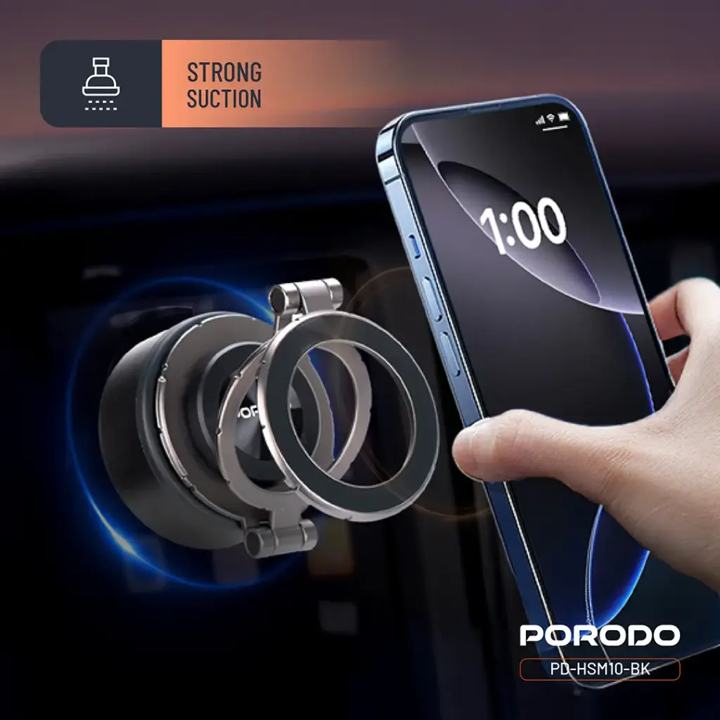 Porodo Vacuseal MagSafe Magnetic Mount - Black