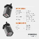 Porodo 65W Triple Output Quick Wall Charger - Black