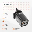 Porodo 65W Triple Output Quick Wall Charger - Black