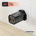 Porodo 65W Triple Output Quick Wall Charger - Black