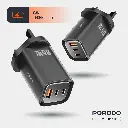 Porodo 65W Triple Output Quick Wall Charger - Black
