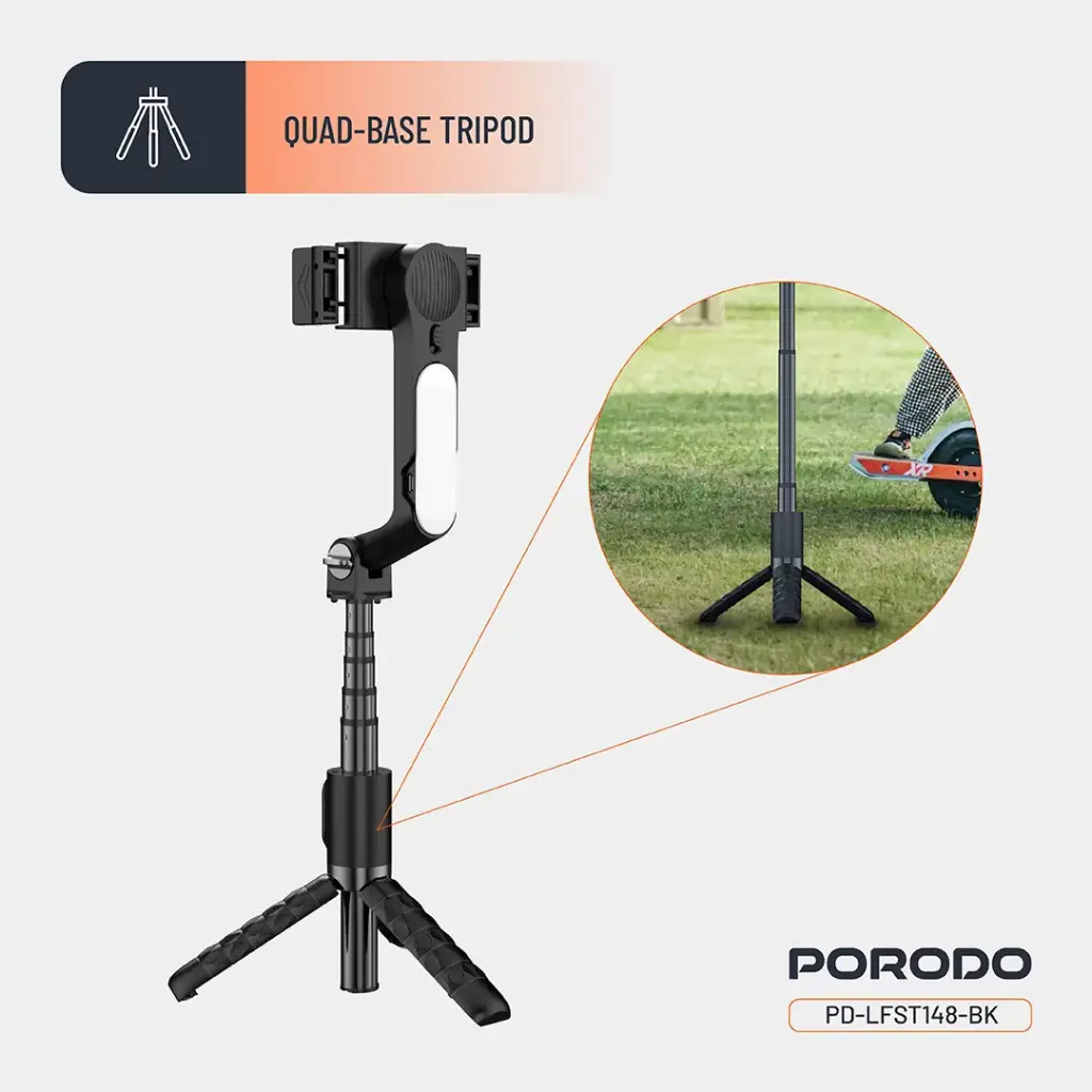 Porodo QuadBase Gimbal Stabilizer - Black