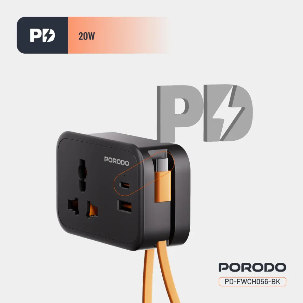 Porodo Universal Wall Sockets - Black