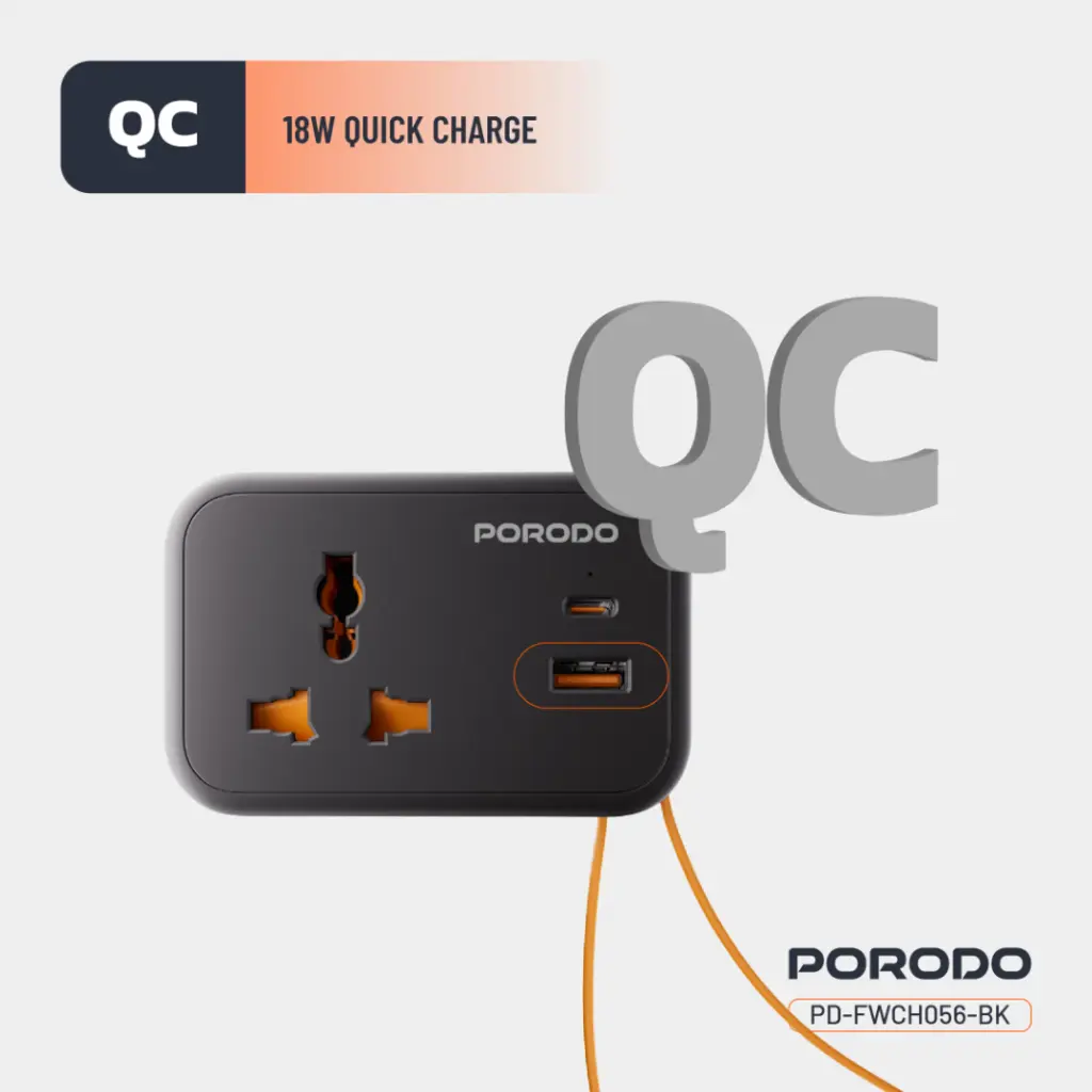 Porodo Universal Wall Sockets - Black