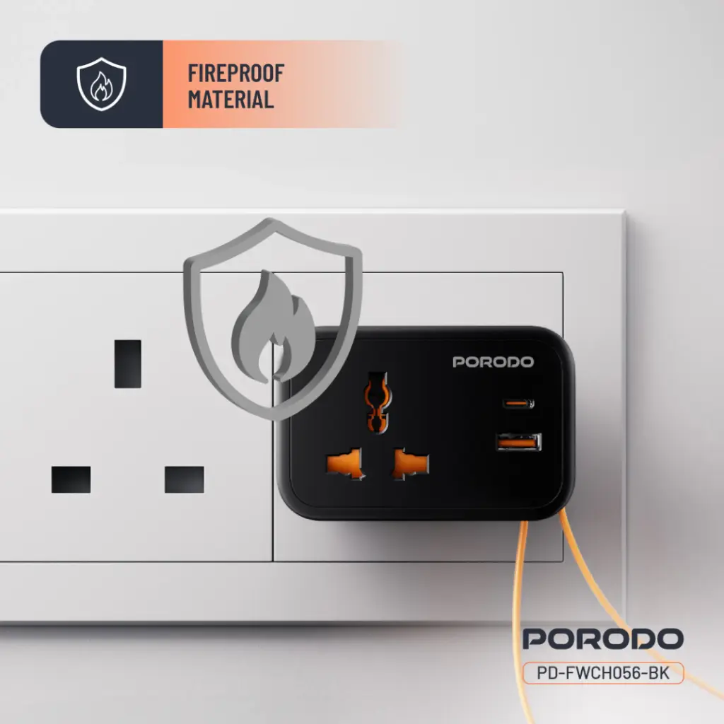 Porodo Universal Wall Sockets - Black