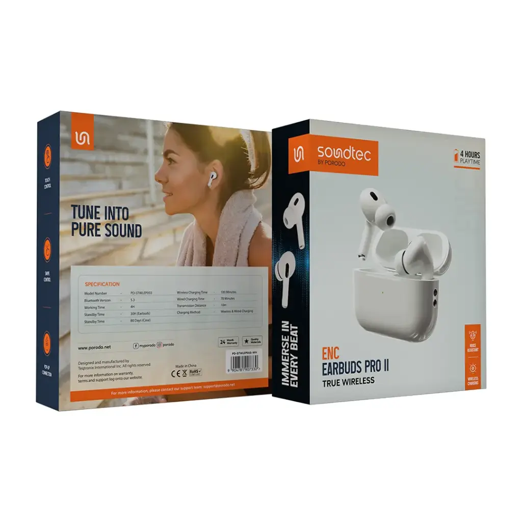 Porodo Soundtec ENC Earbuds Pro 2 True Wireless - White