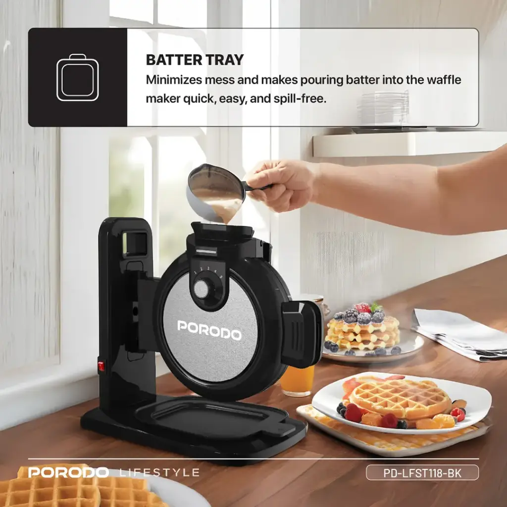 Porodo Lifestyle Vertical Waffle Maker - Black