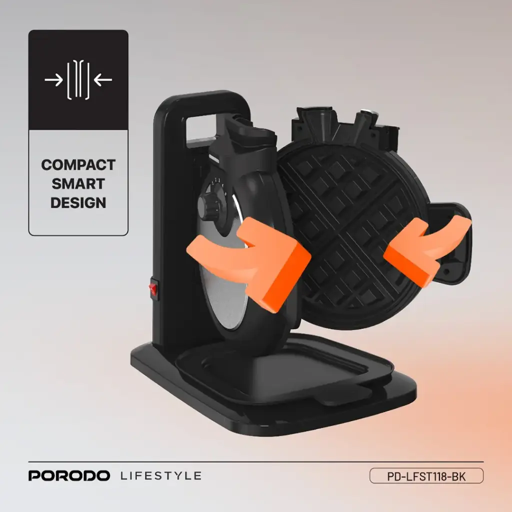 Porodo Lifestyle Vertical Waffle Maker - Black
