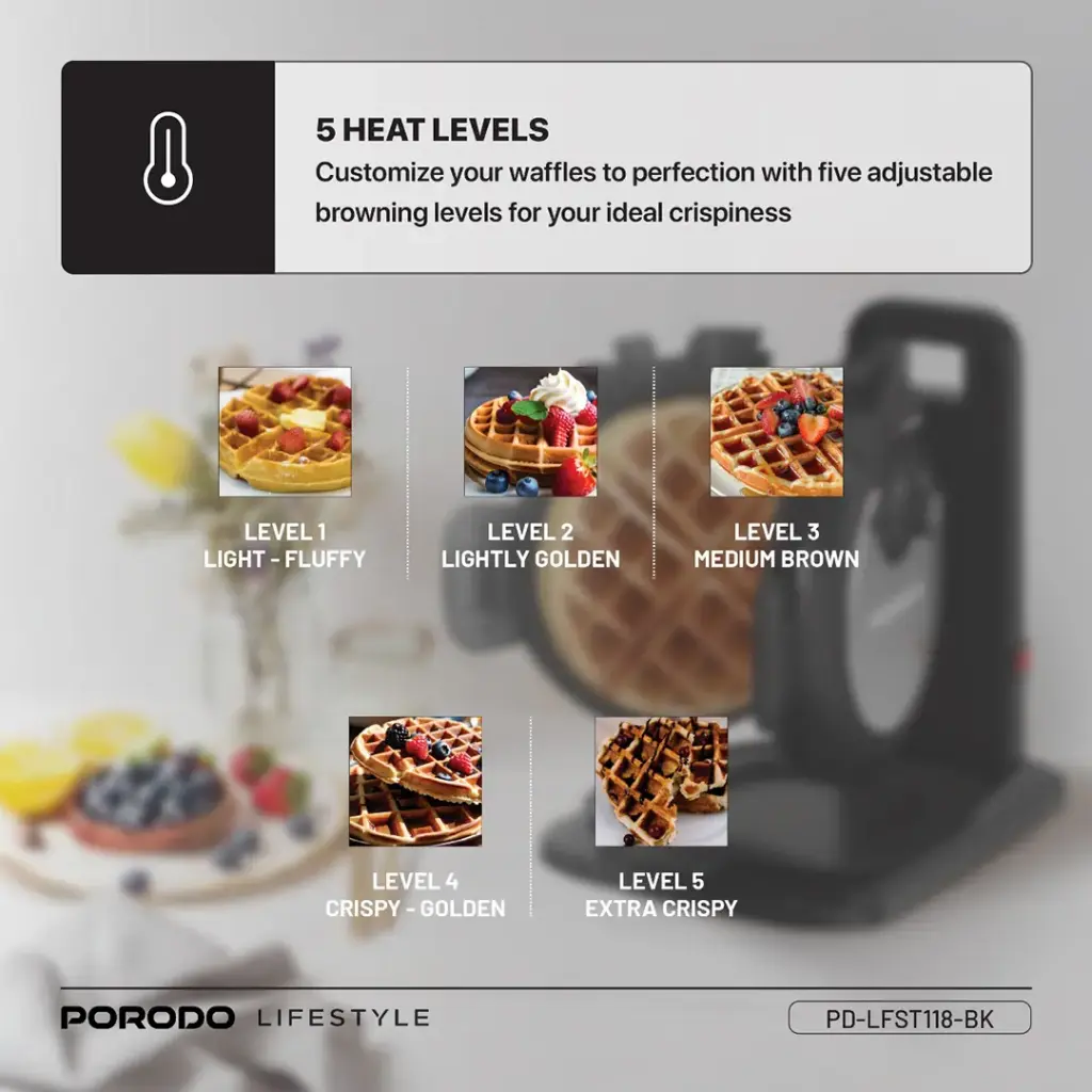 Porodo Lifestyle Vertical Waffle Maker - Black
