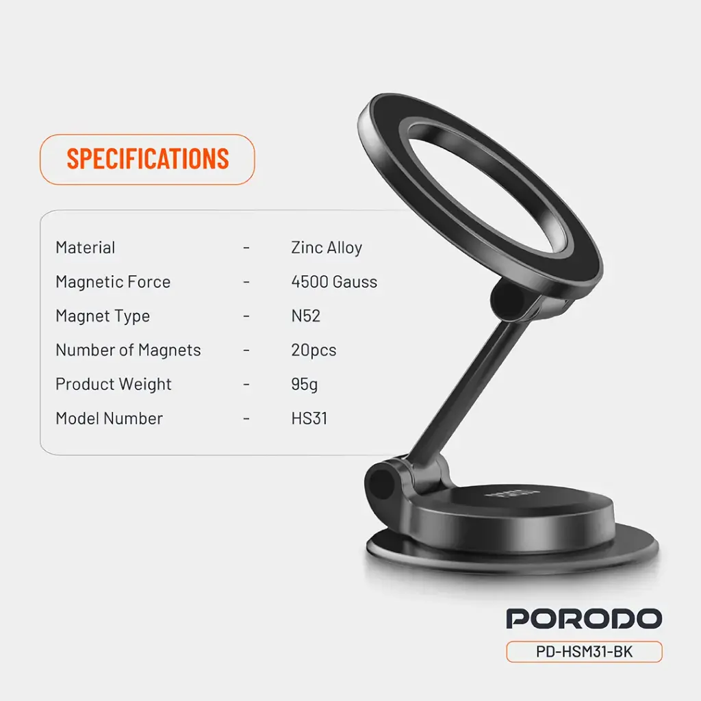 Porodo Maglock MagSafe Phone Mount - Black 