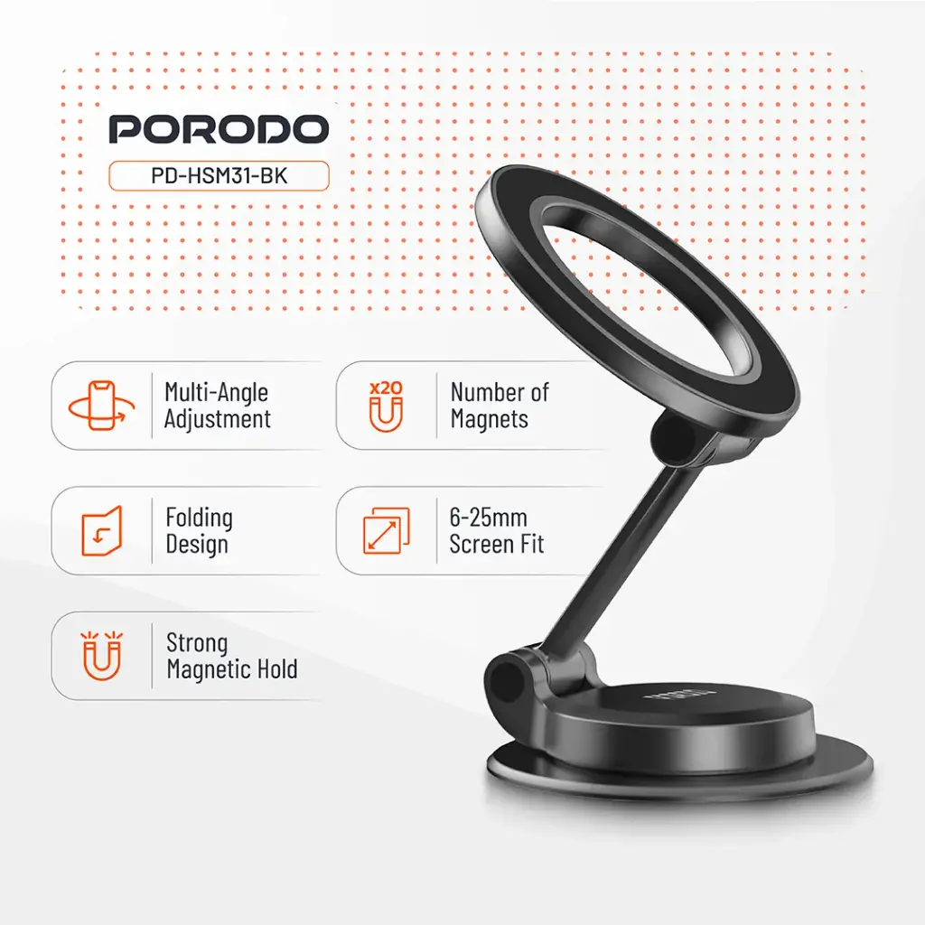 Porodo Maglock MagSafe Phone Mount - Black 