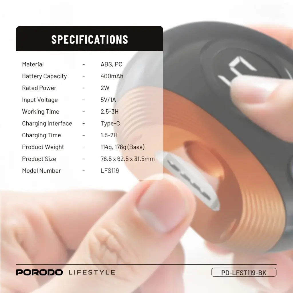 Porodo Lifestyle All-In-One Nail Trimmer Set - Black