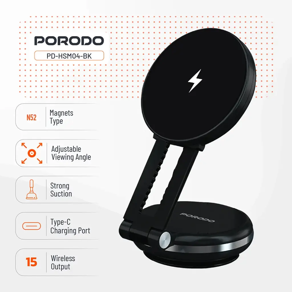 Porodo Vacseal Magsafe Charging Mount - Black