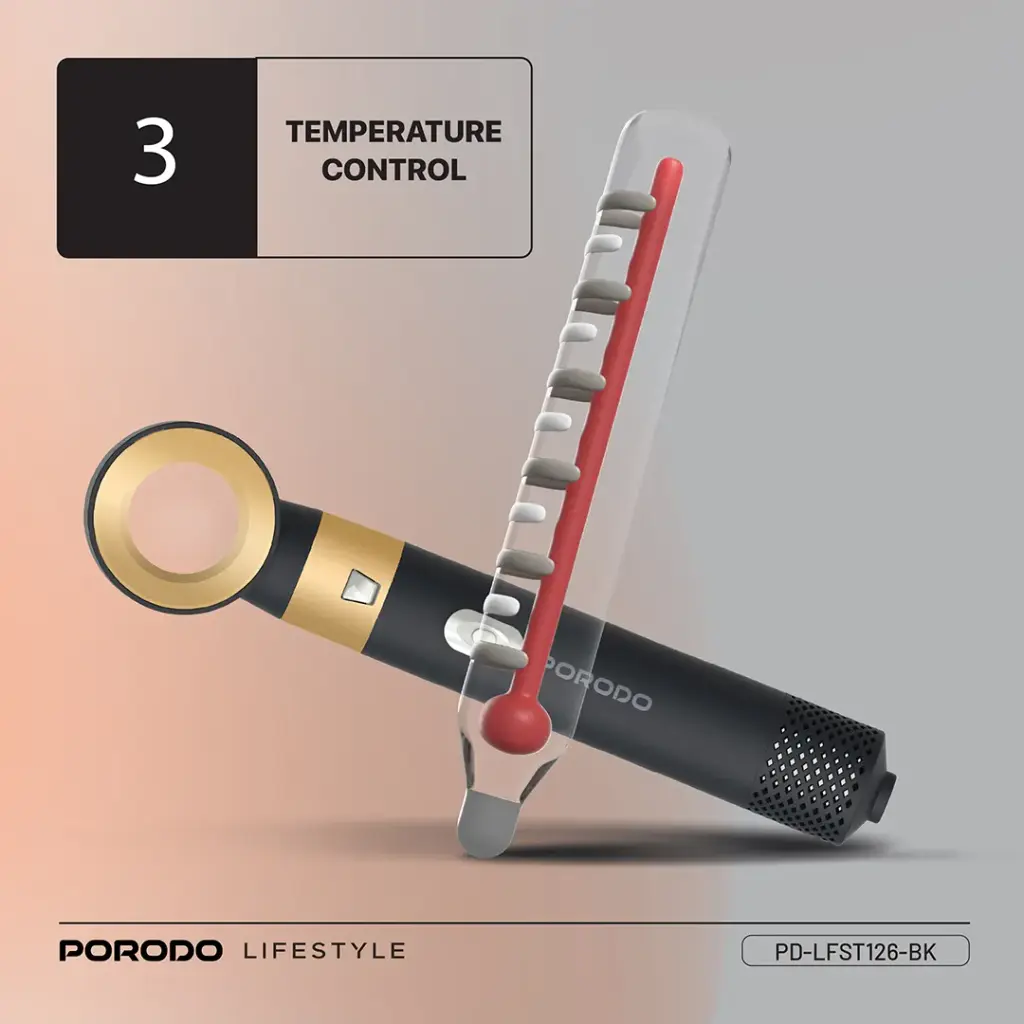 Porodo Lifestyle Multi-Styling Hair Dryer Set - Black