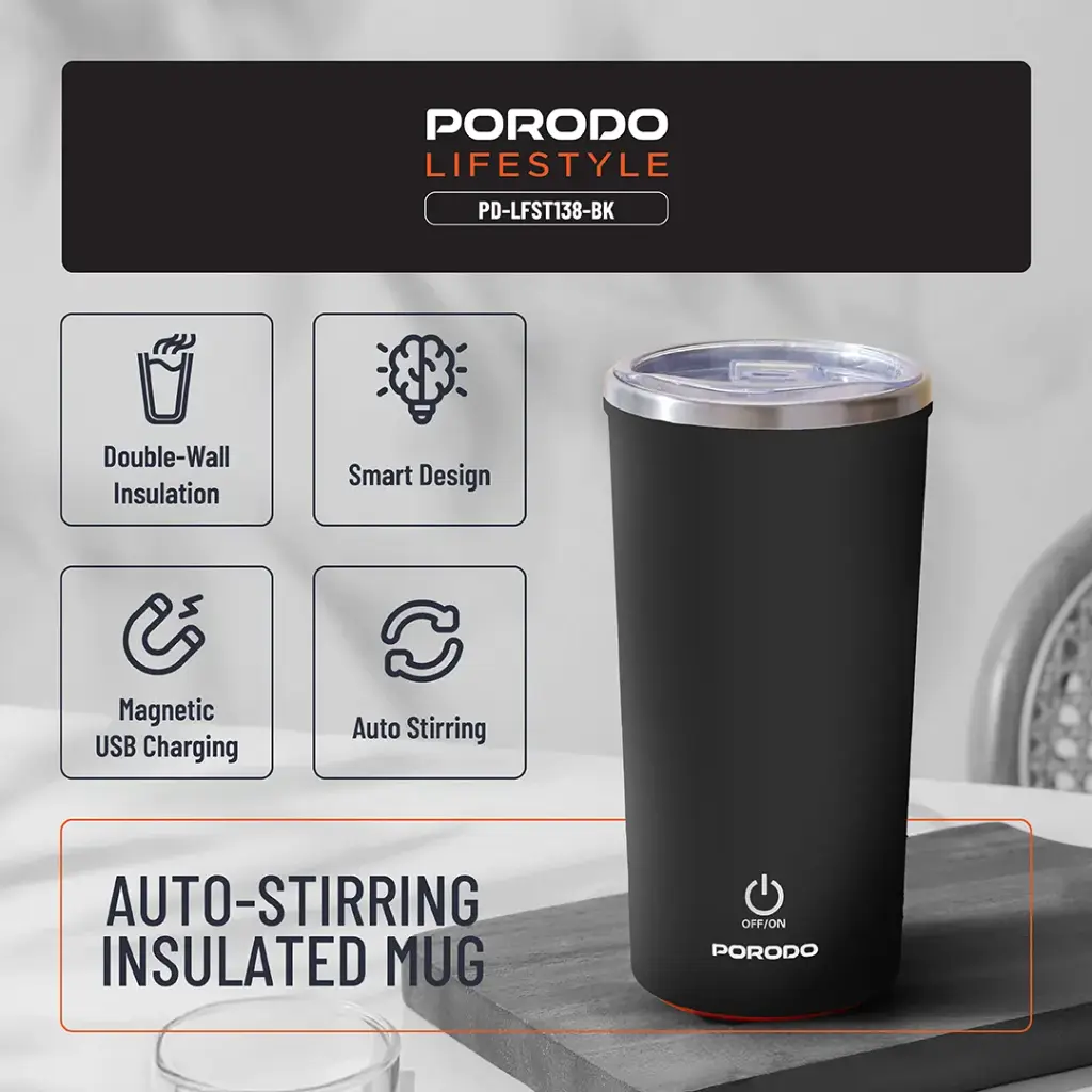 Porodo Lifestyle Auto-Stirring Insulated Mug