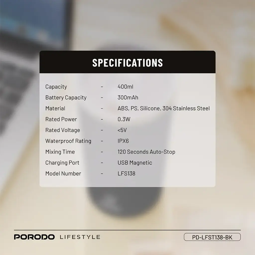 Porodo Lifestyle Auto-Stirring Insulated Mug