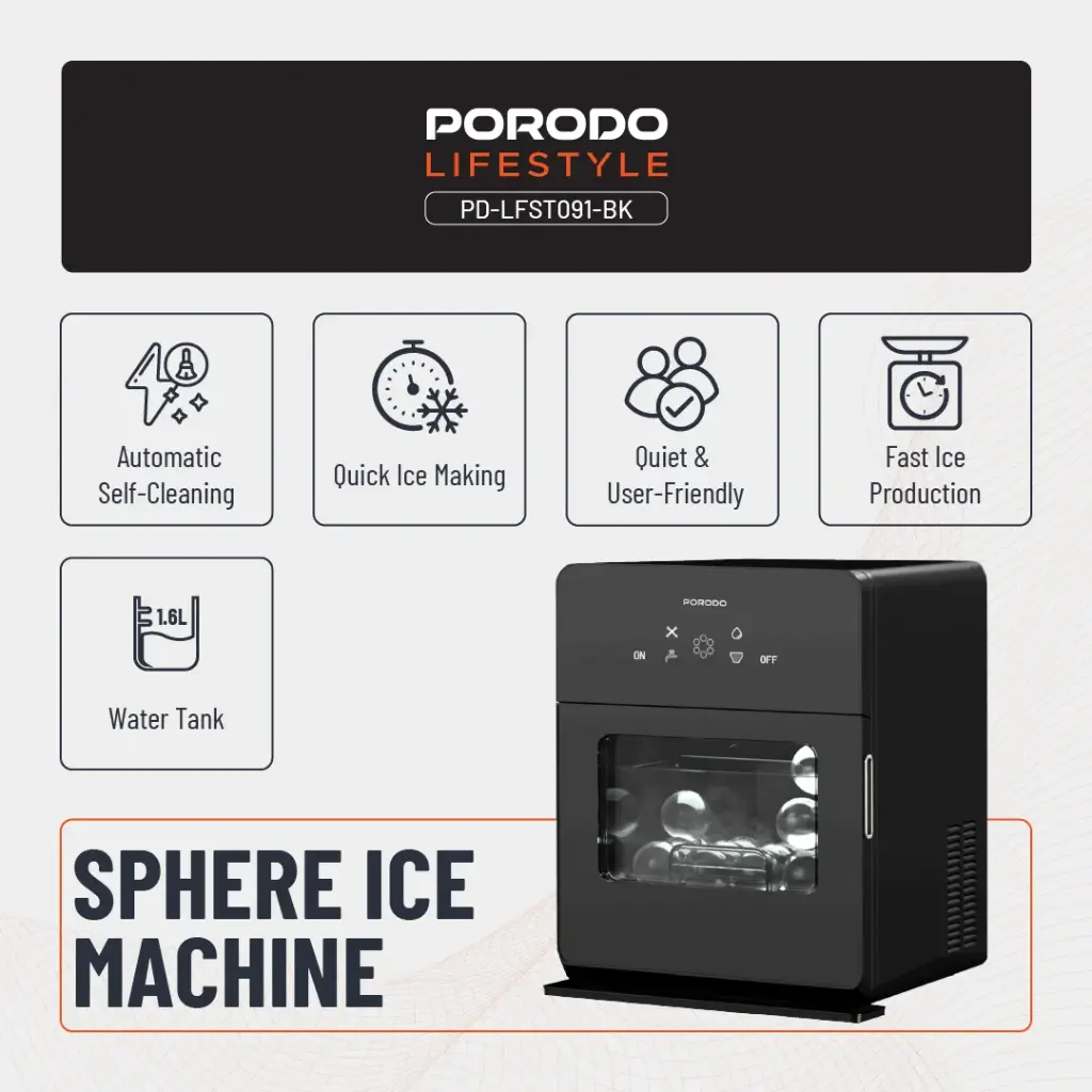 Porodo Lifestyle Sphere Ice Machine - Black