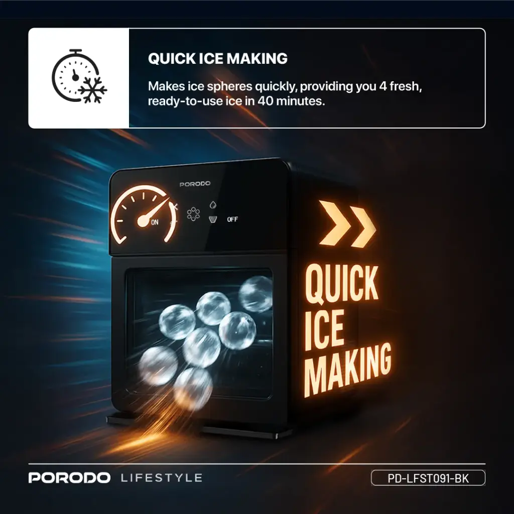 Porodo Lifestyle Sphere Ice Machine - Black