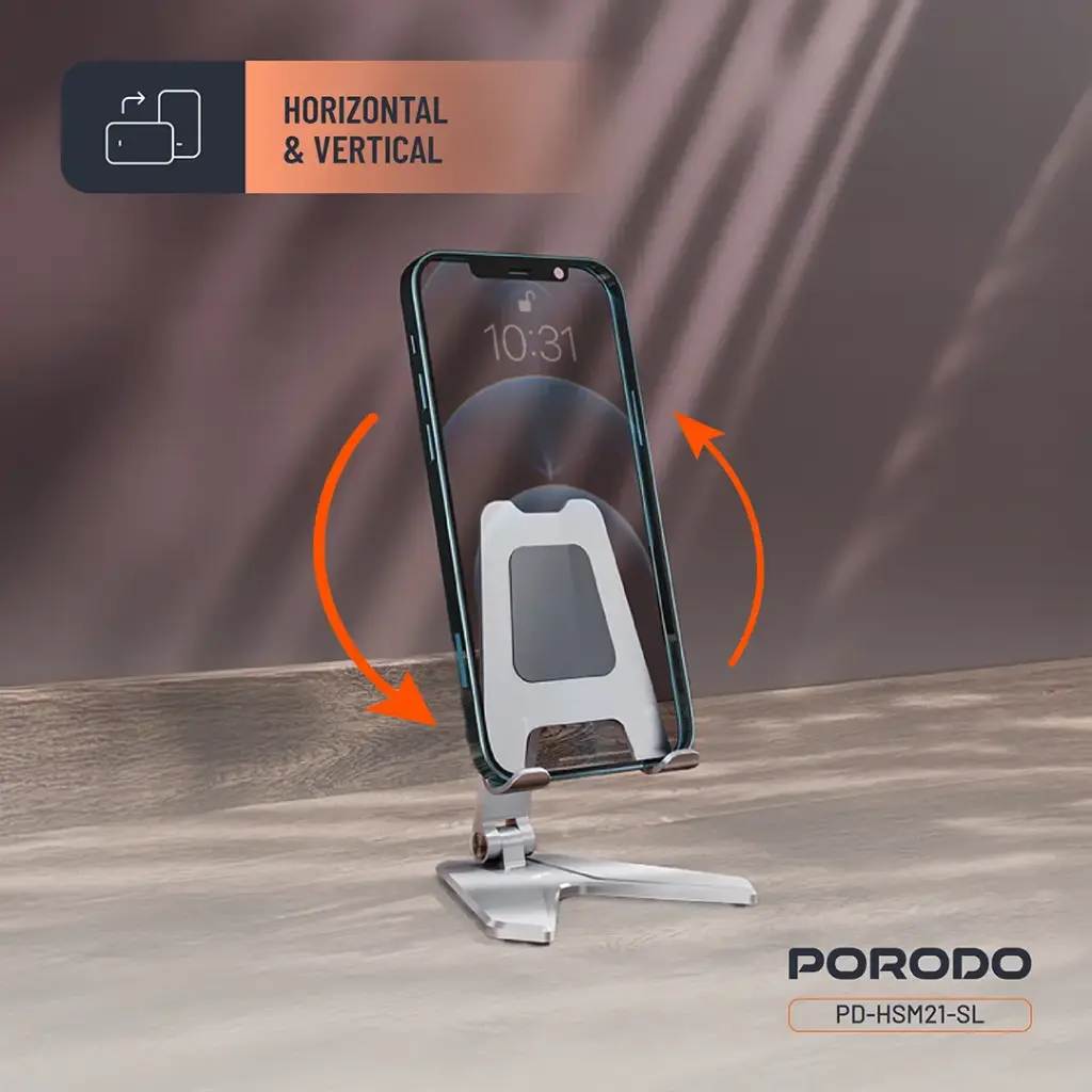 Porodo Aluminum Alloy Mobile Stand - Silver