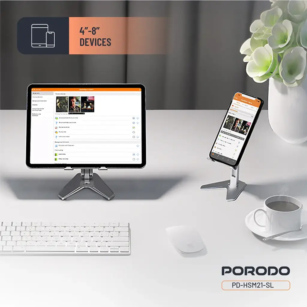Porodo Aluminum Alloy Mobile Stand - Silver