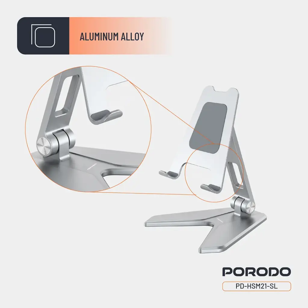 Porodo Aluminum Alloy Mobile Stand - Silver