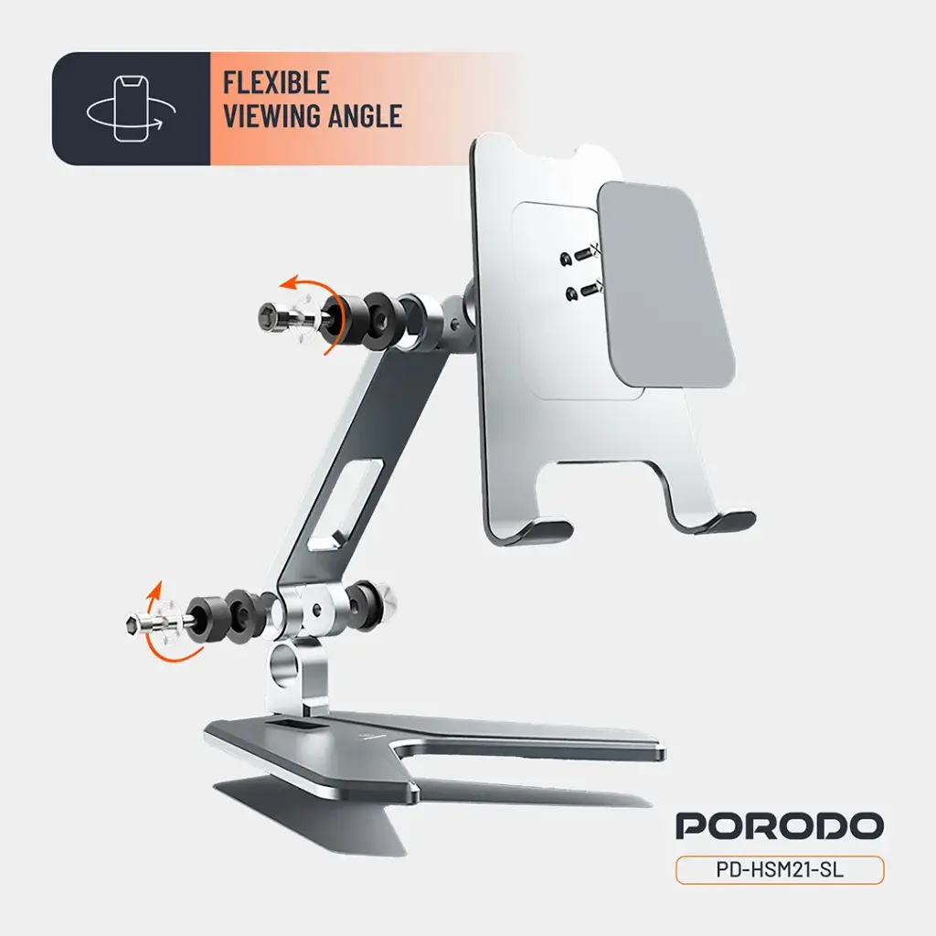 Porodo Aluminum Alloy Mobile Stand - Silver