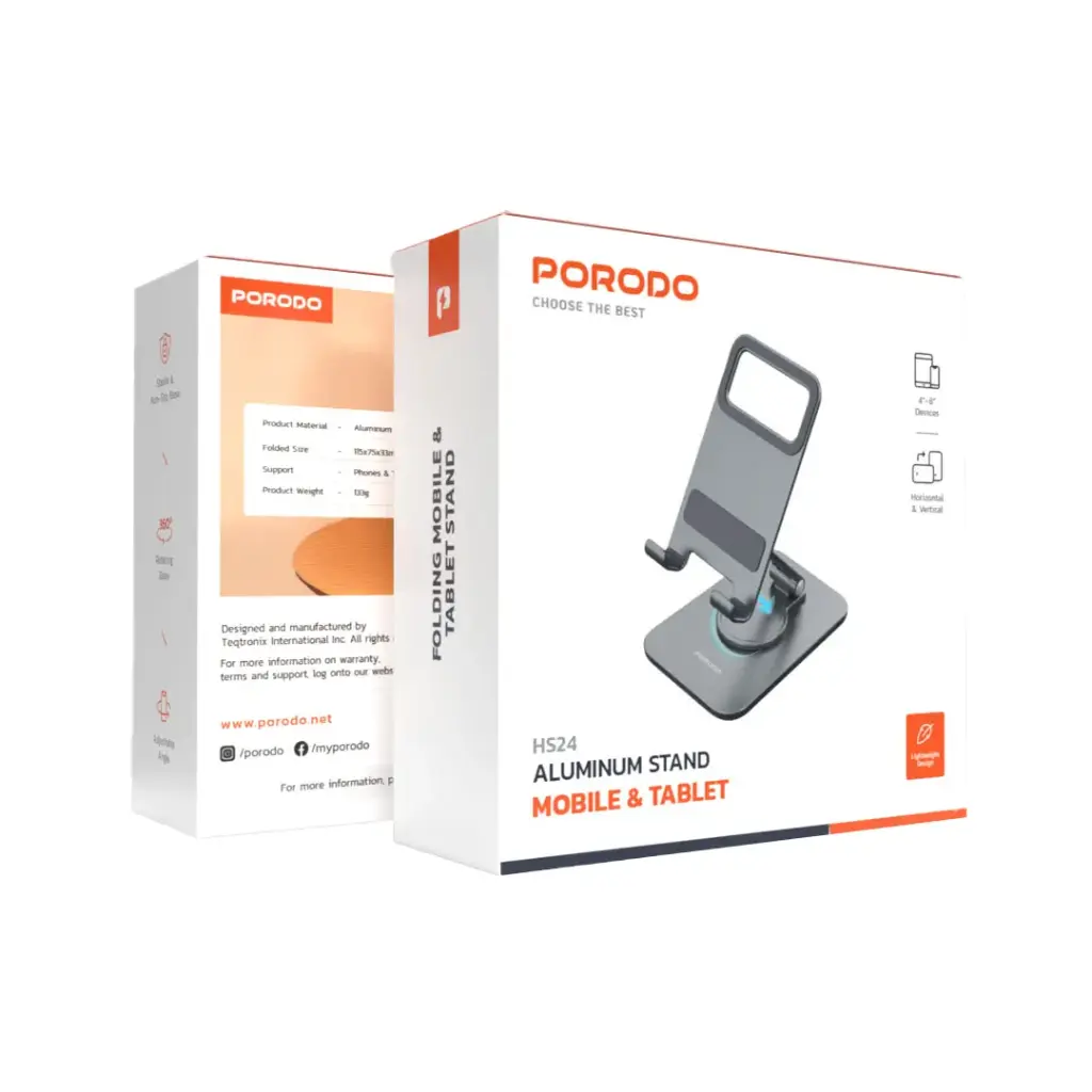 Porodo Aluminum Stand Mobile & Tablet - Gray