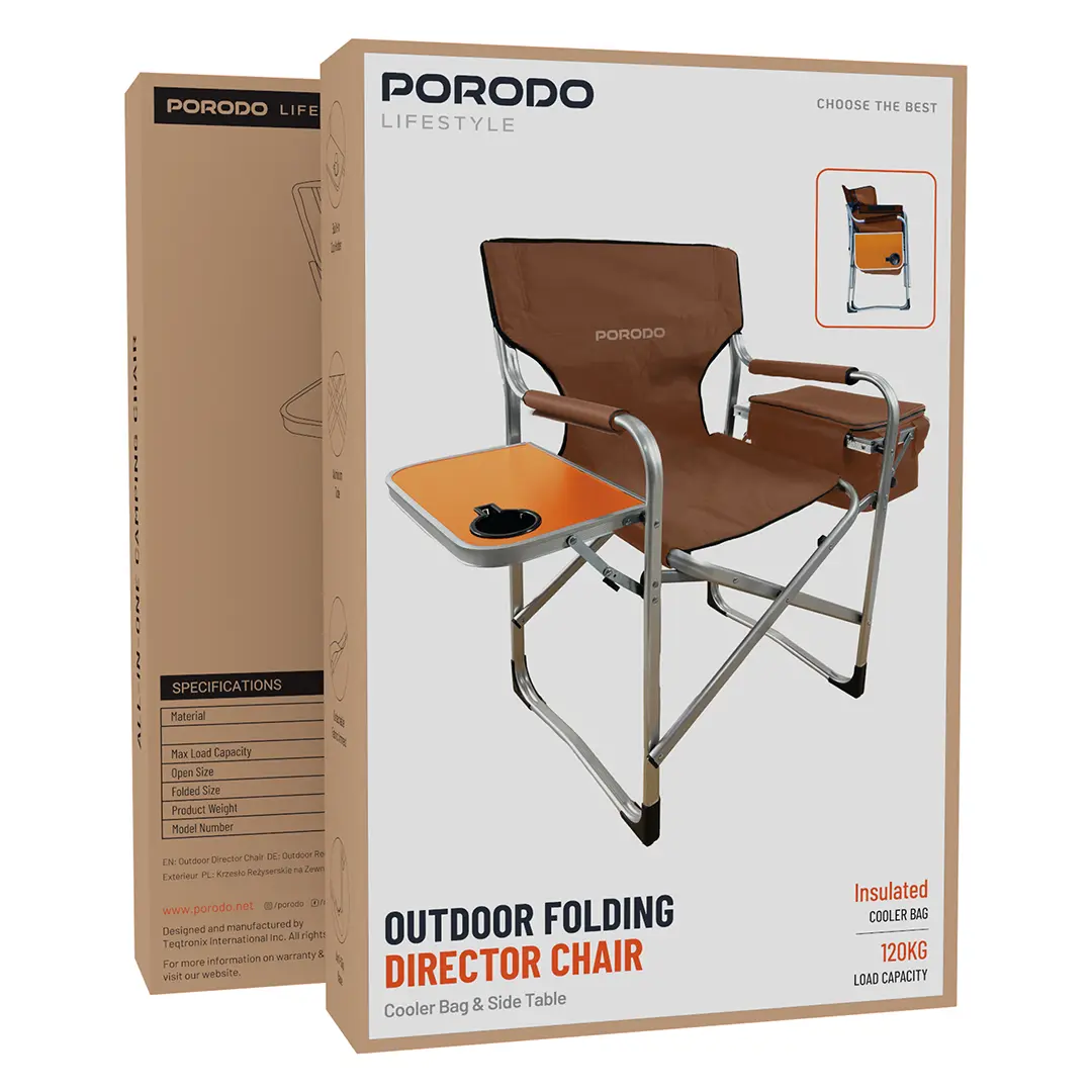 Porodo Lifestyle Outdoor Folding Director Chair - Brown.webp