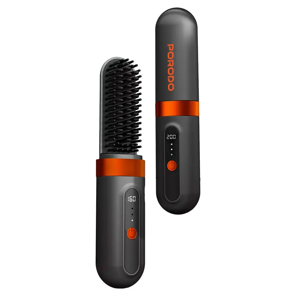 Porodo Lifestyle Portable Heated Styling Brush - Black
