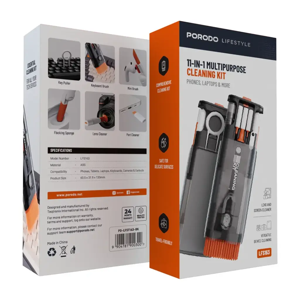 Porodo Lifestyle 11-IN-1 Multipurpose Cleaning Kit - Black