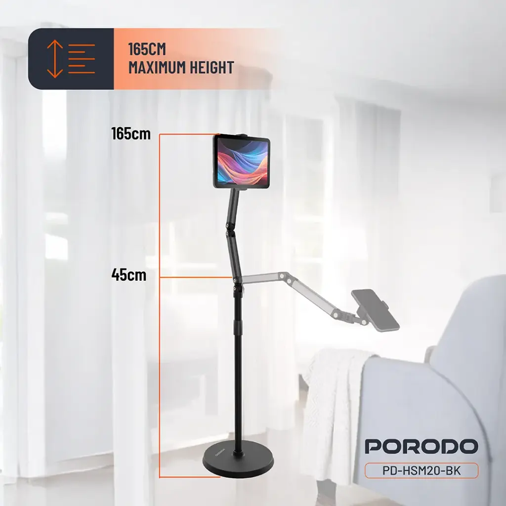 Porodo Phone & Tablet Floor Stand-Black