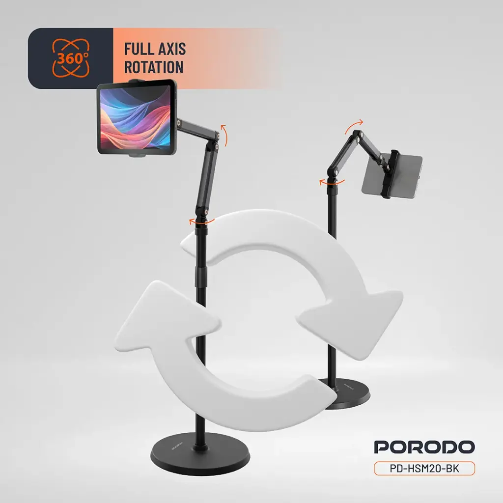 Porodo Phone & Tablet Floor Stand-Black