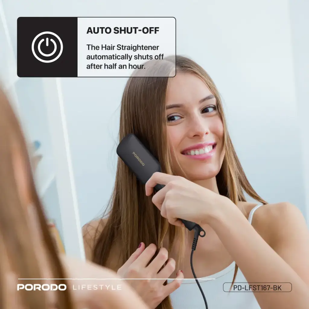 Porodo Lifestyle Electric Heated Hair Straightener Comb - Black