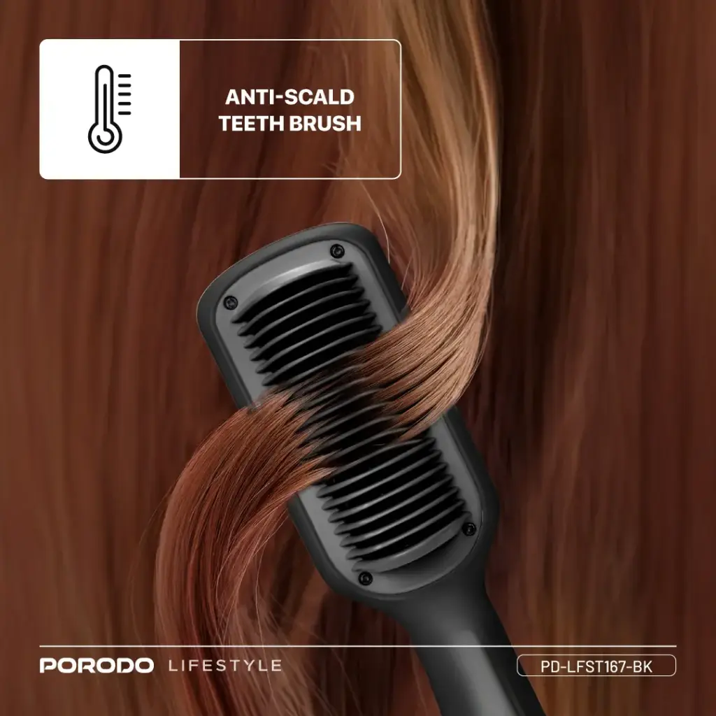 Porodo Lifestyle Electric Heated Hair Straightener Comb - Black