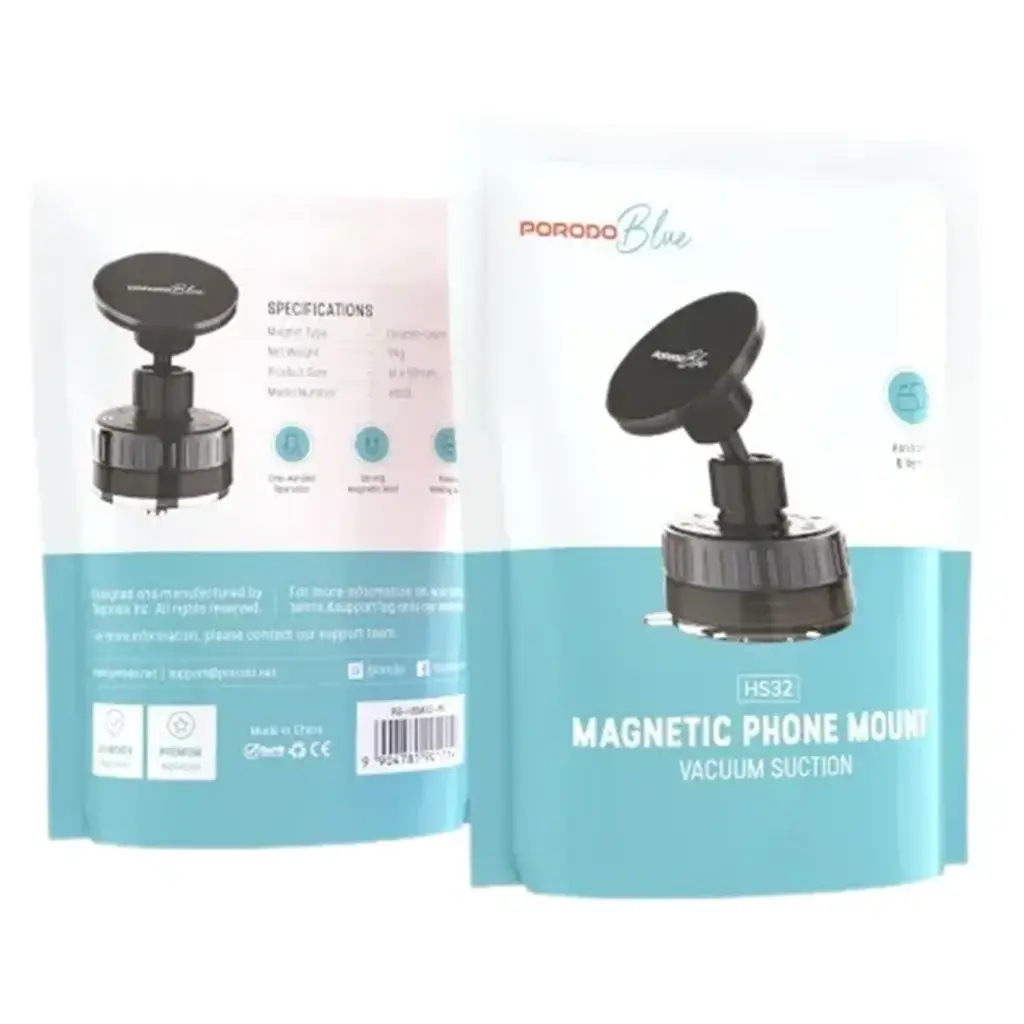 Porodo Blue Magnetic Phone Mount - Black