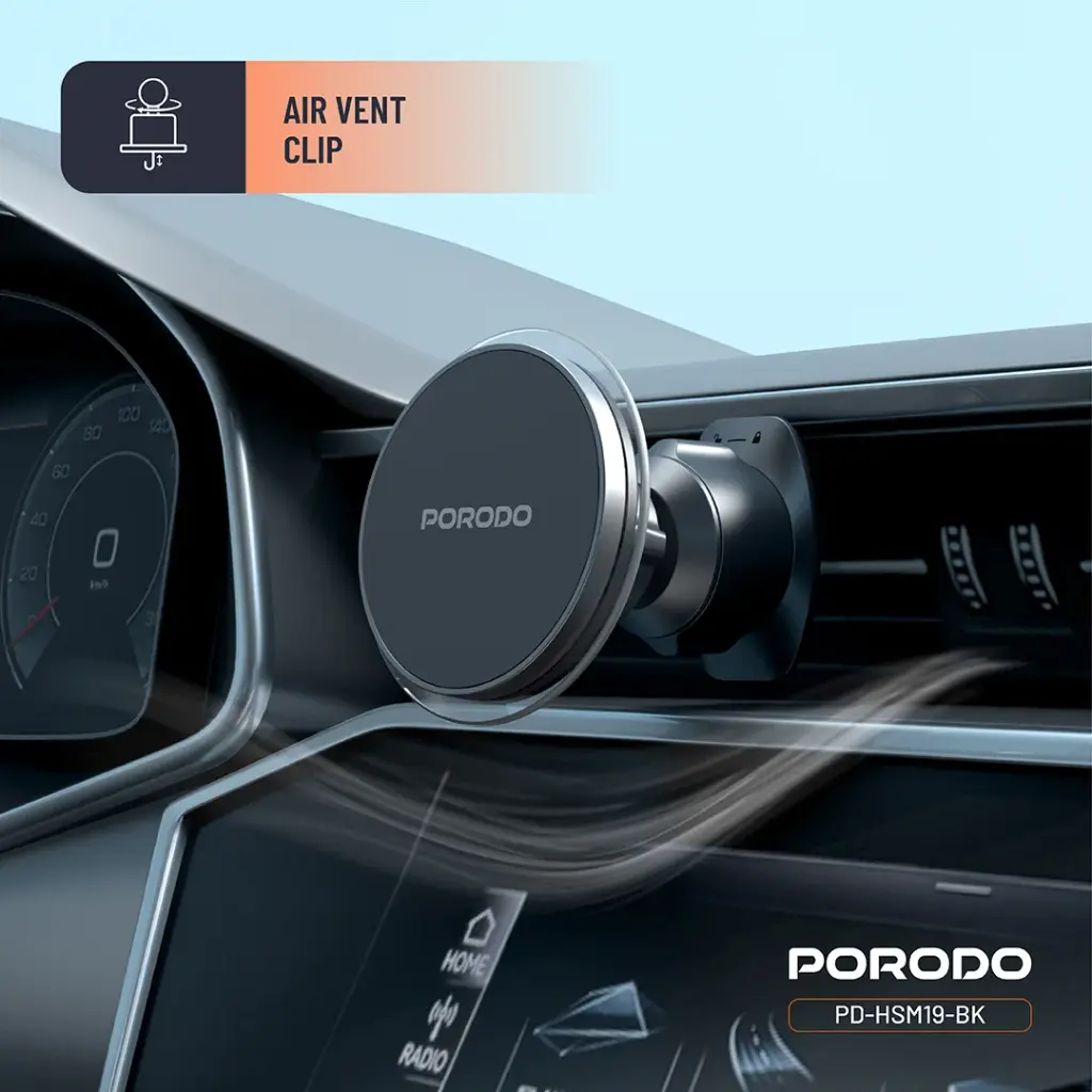 Porodo Magsafe Magnetic Air Vent & Dash Mount - Black