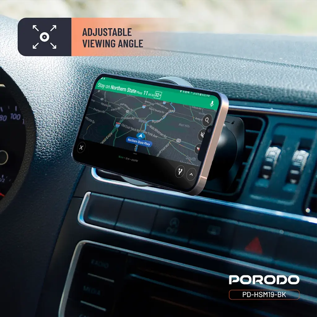 Porodo Magsafe Magnetic Air Vent & Dash Mount - Black