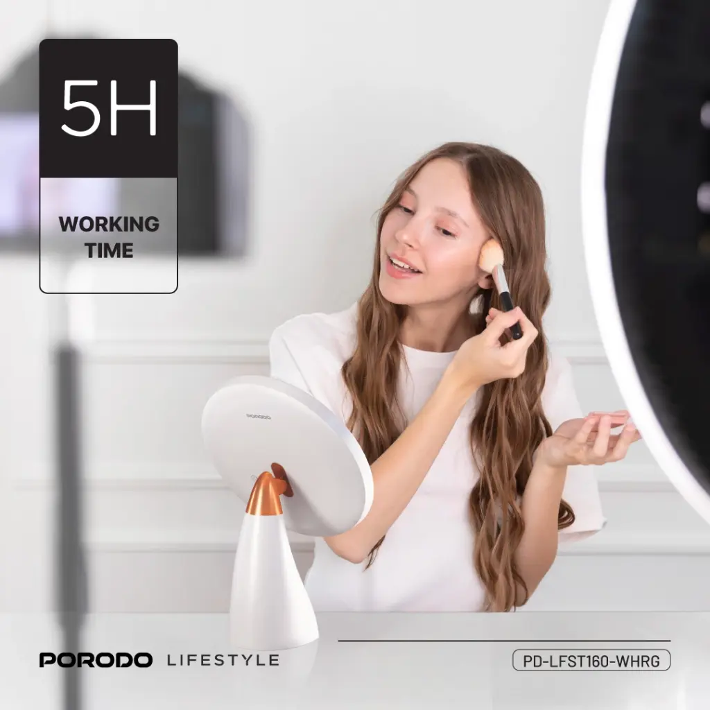 Porodo lifestyle Led Illuminated Mirror - White/Rose Gold