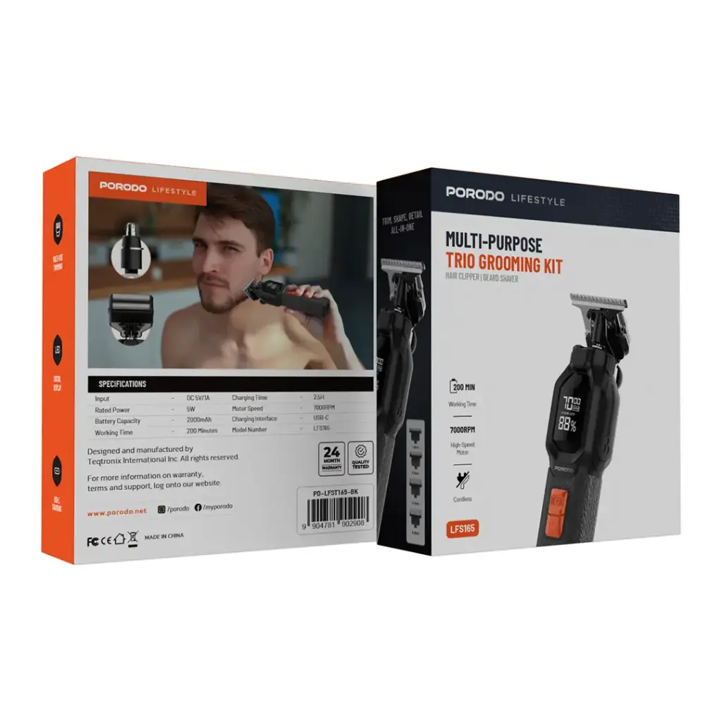 Porodo Lifestyle Multi-Purpose Trio Grooming Kit - Black