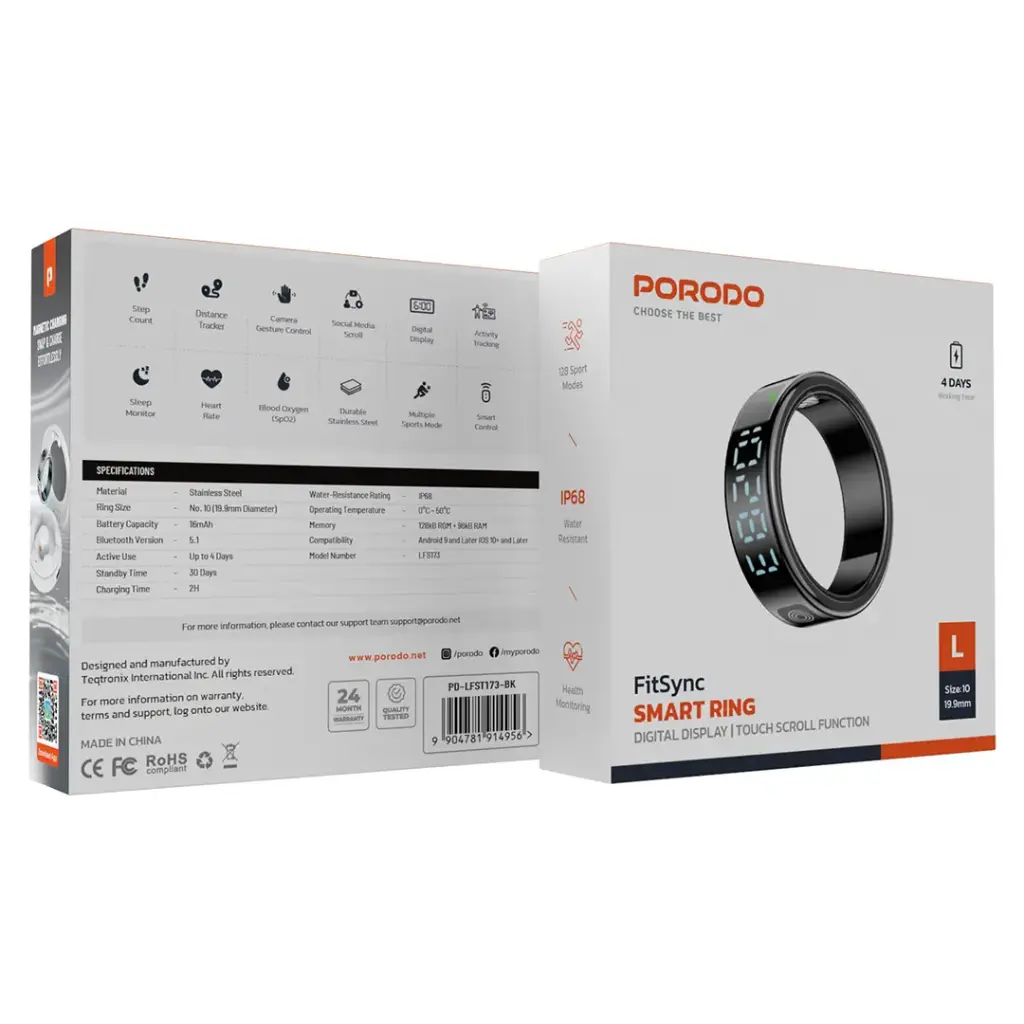 Porodo FitSync Smart Ring Size 10 / 7
