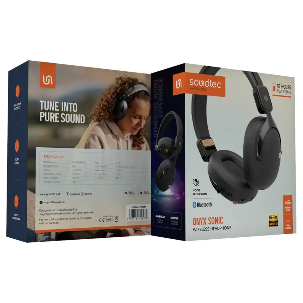 Porodo Soundtec Onyx Sonic Wireless Headphone