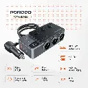 Porodo 120W Car Charger Hub Triple-Port Lighter Socket - Dark Gray